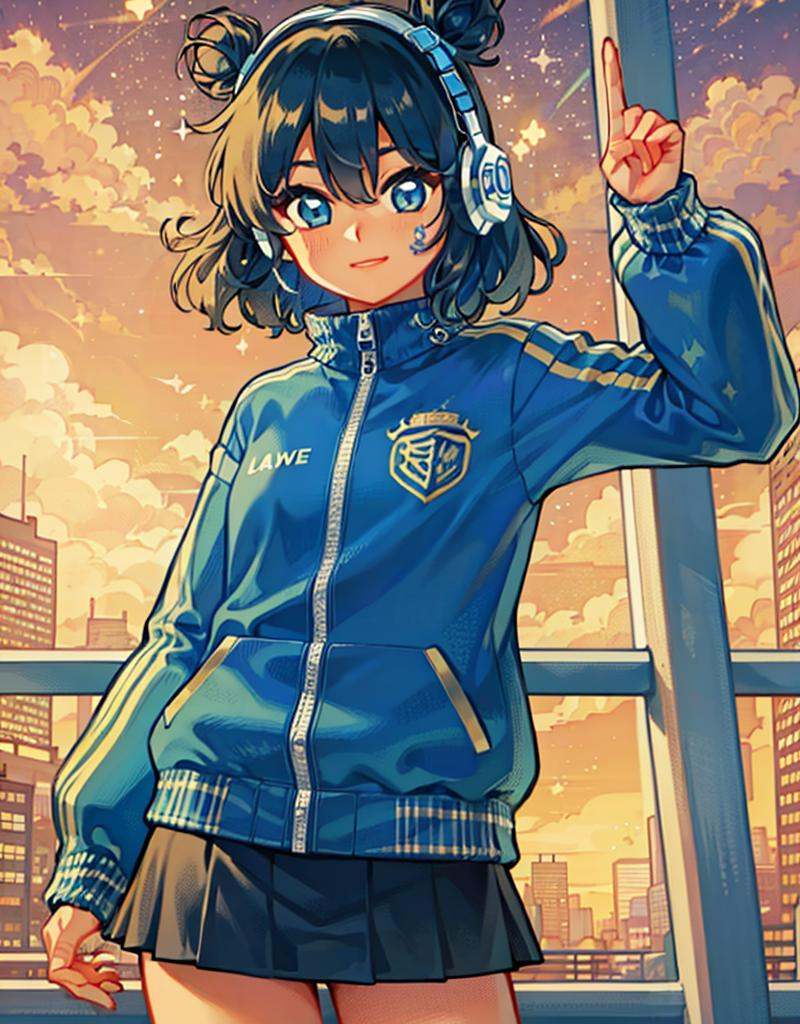 1girl,  blue hair,  double bun on Tensor.Art