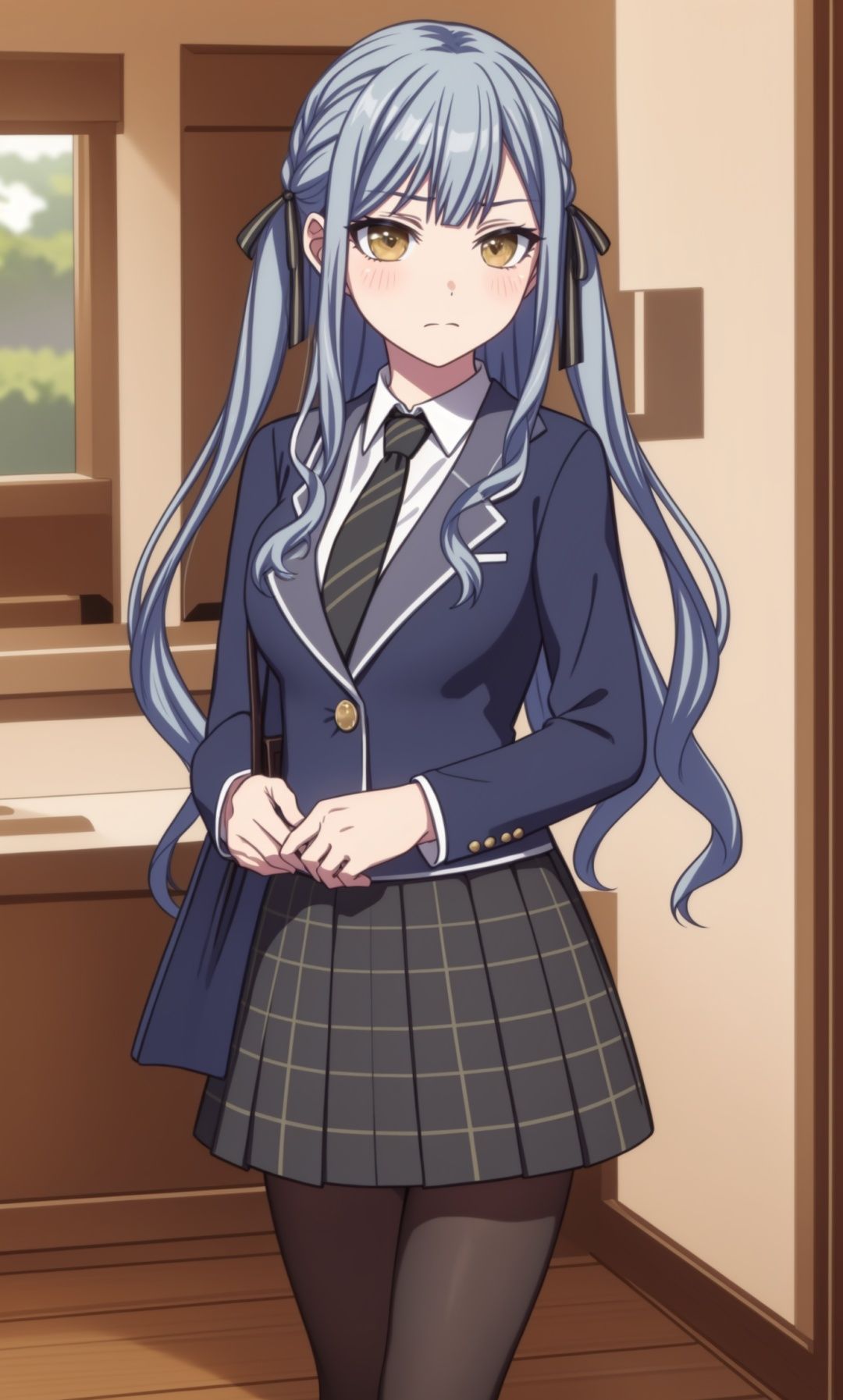 masterpiece, best quality,business suit，Black tights，disdain,