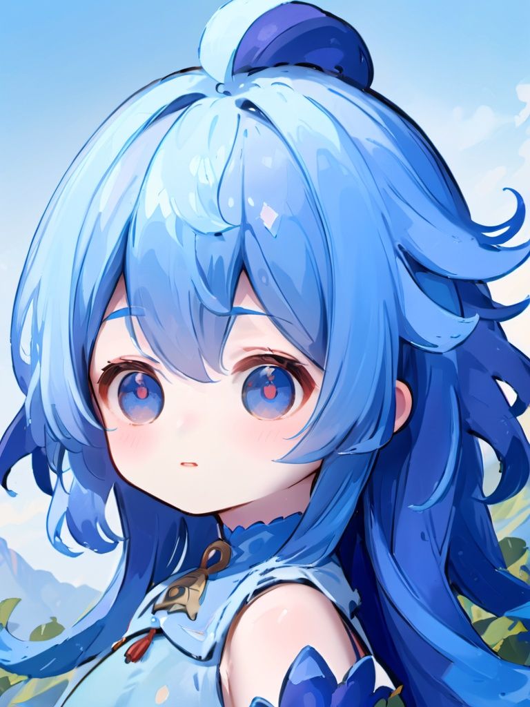 (((masterpiece))), ((best quality)), hyper quality, official art, extremely detailed CG unity 8k wallpaper, highly detailed, (super fine illustration), highres, (ultra-detailed), detailed face,(\gan yu\), 1girl, solo, blue hair,full body,