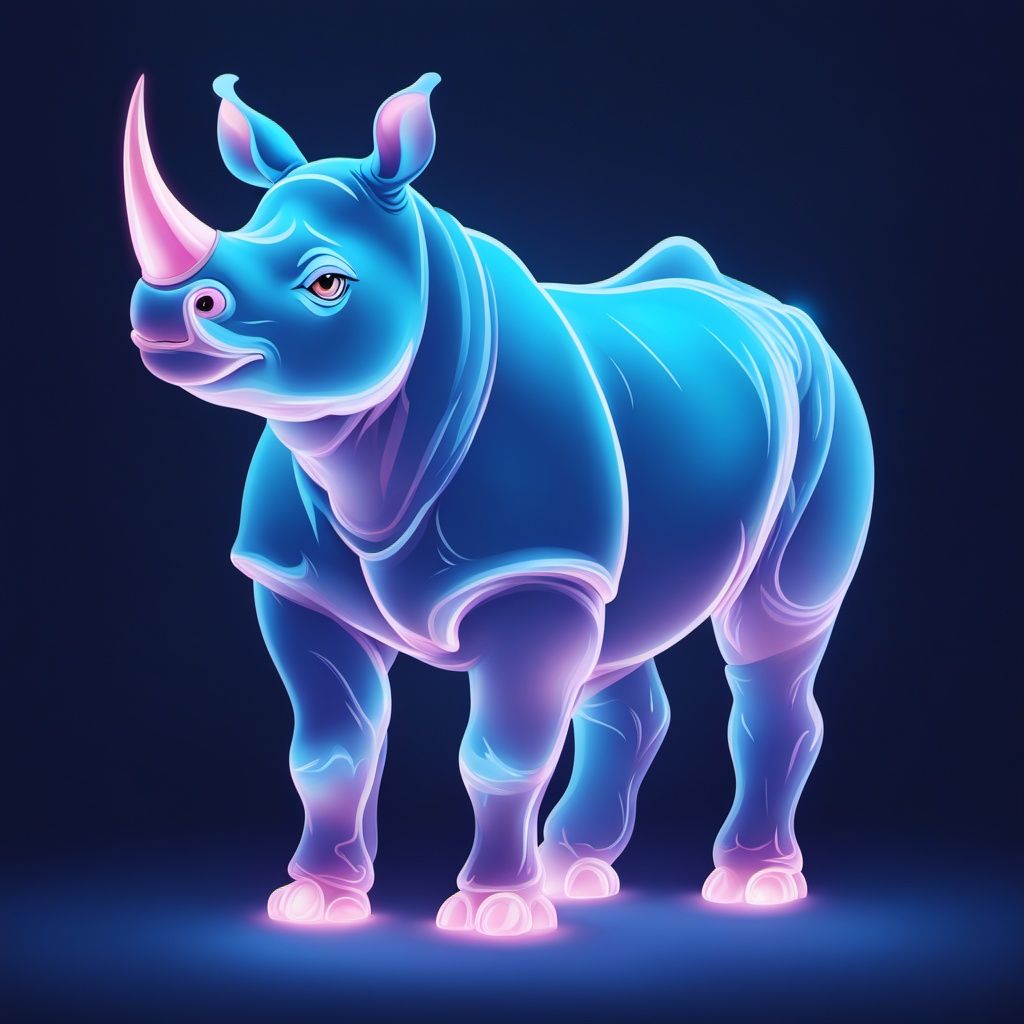 <lora:bailu:0.9>,LU,blue theme,glowing,transparent luminous body,kawaii,rhinoceros,