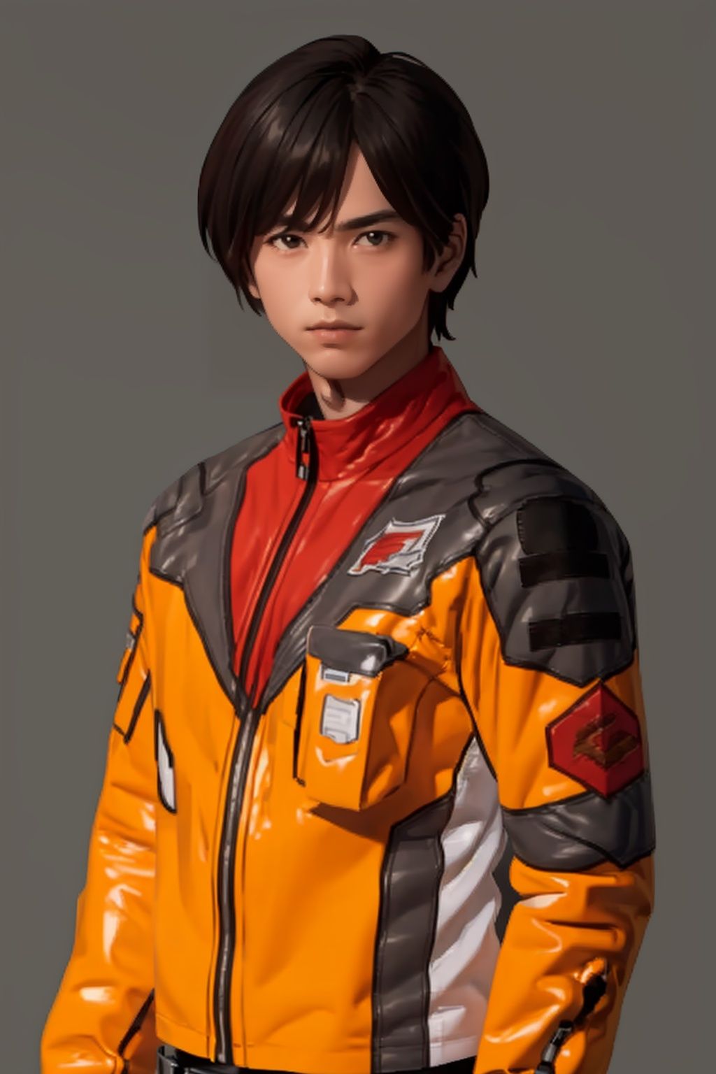 (masterpiece:1.3), (the best quality:1.2), (super fine illustrations:1.2), (Masterpiece), high quality, high detail,((white background:1.2)), looking at viewer, (SOLO:1.4),outline,,simple background,belt, orange jacket, helmet, jacket, military uniform, uniform, volleyball uniform,