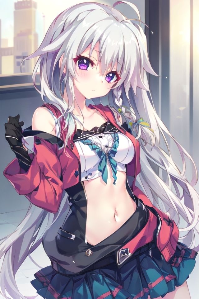1girl, nimi_sora, purple eyes, beautiful_detailed_eyes, white_hair, braid, ahoge, 