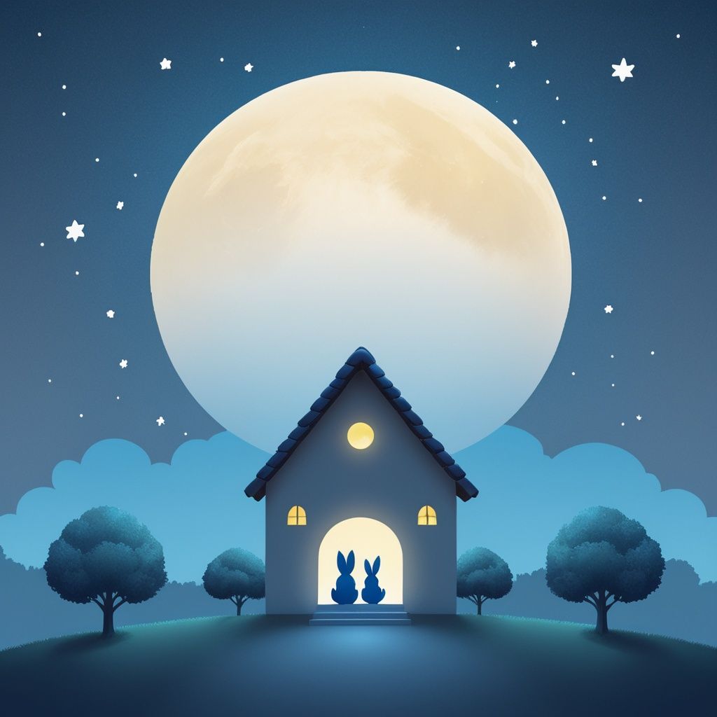 love, Stars, Village, Bunny, The moon, Night sky, Milky way, Fairy Tales,Emojisese