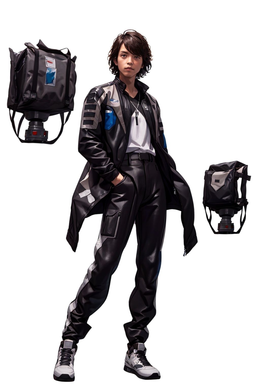 (masterpiece:1.3), (the best quality:1.2), (super fine illustrations:1.2), (Masterpiece), high quality, high detail,((white background:1.2)), looking at viewer, (SOLO:1.4),outline,,simple background,uniform, pants, jacket,