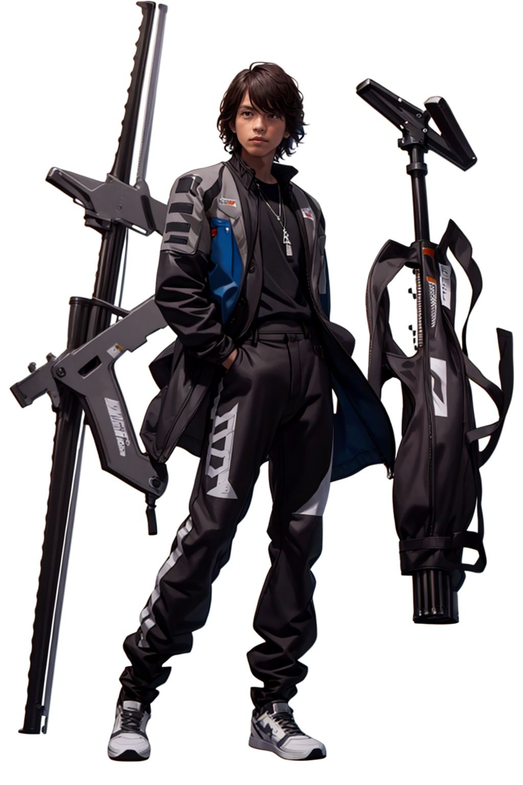 (masterpiece:1.3), (the best quality:1.2), (super fine illustrations:1.2), (Masterpiece), high quality, high detail,((white background:1.2)), looking at viewer, (SOLO:1.4),outline,,simple background,uniform, pants, jacket,