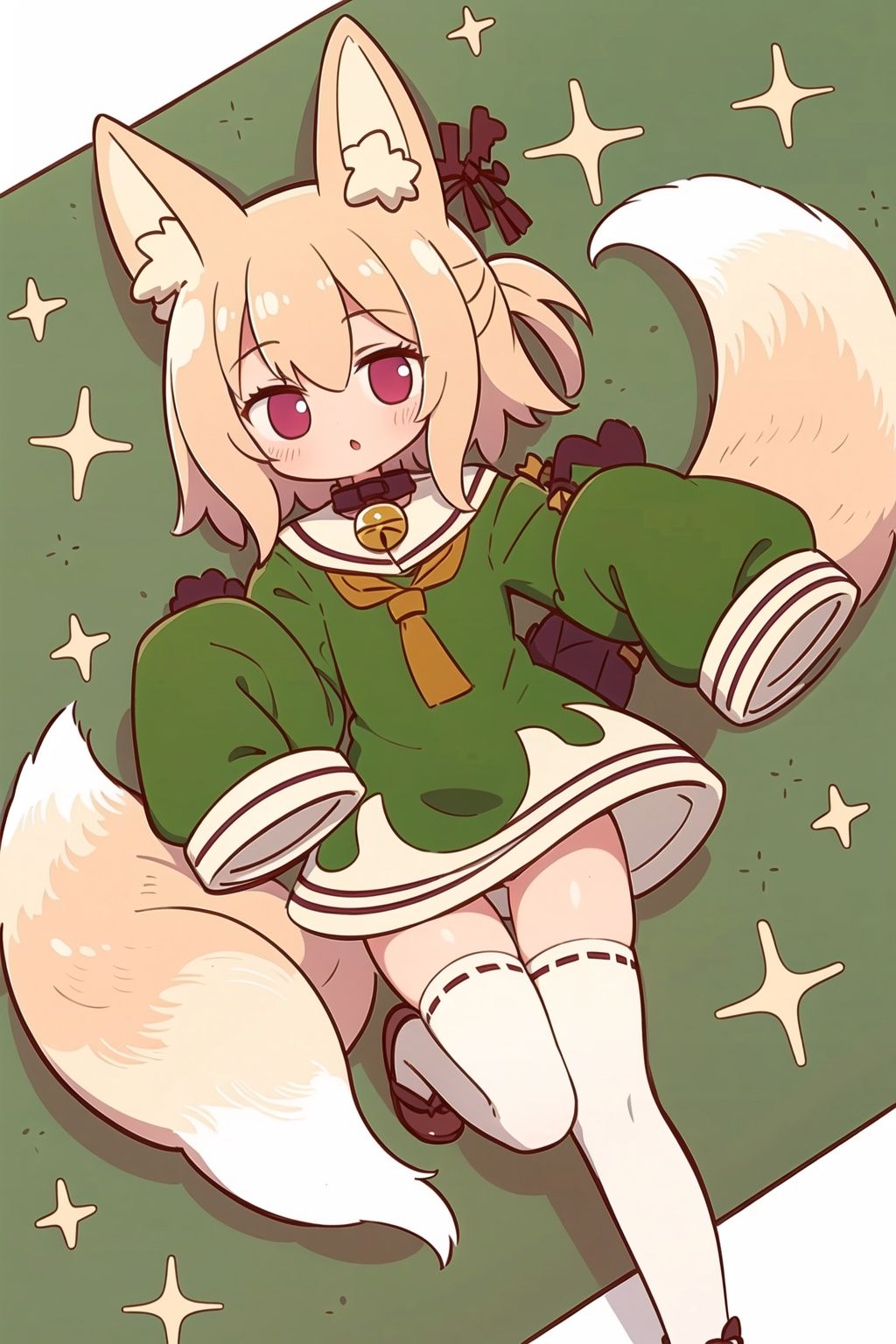 quality, highly, detailed, masterpiece, illustration, ultra detailed, wallpaper, highres, 1girl, loli , white thighhighs , fox ears, fox tail,  fox girl,1girl