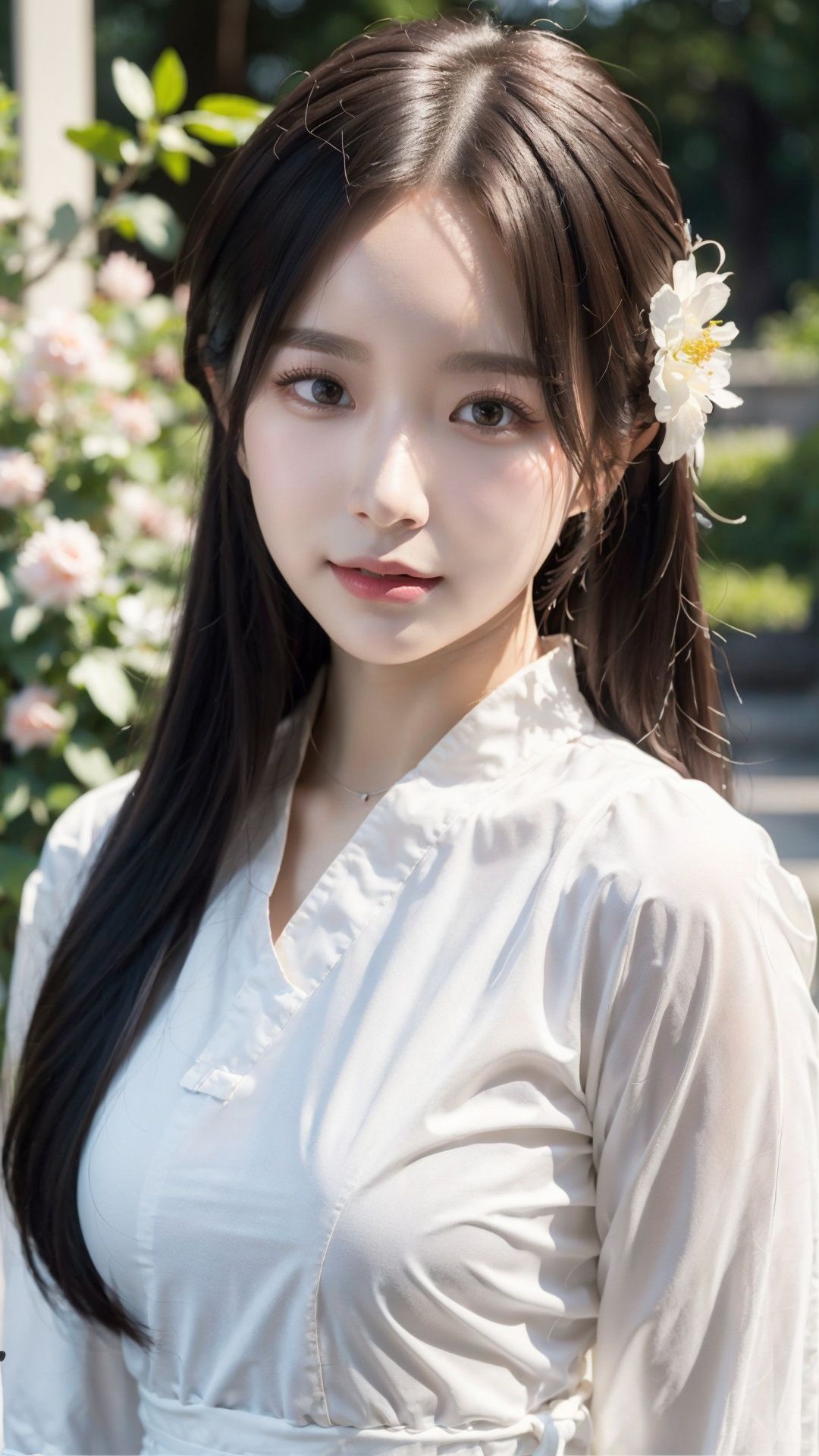 best quality,masterpiece,ultra-detailed,illustration,detailed light,an extremely delicate and beautiful,1girl,solo,beautiful detailed eyes,depth of field,hanfu,dynamic pose,beautiful detailed chinese style architecture,upper body,outdoors,detailed chinese style tassel,hair flower,<lora:qimeng3.0:0.7>,
