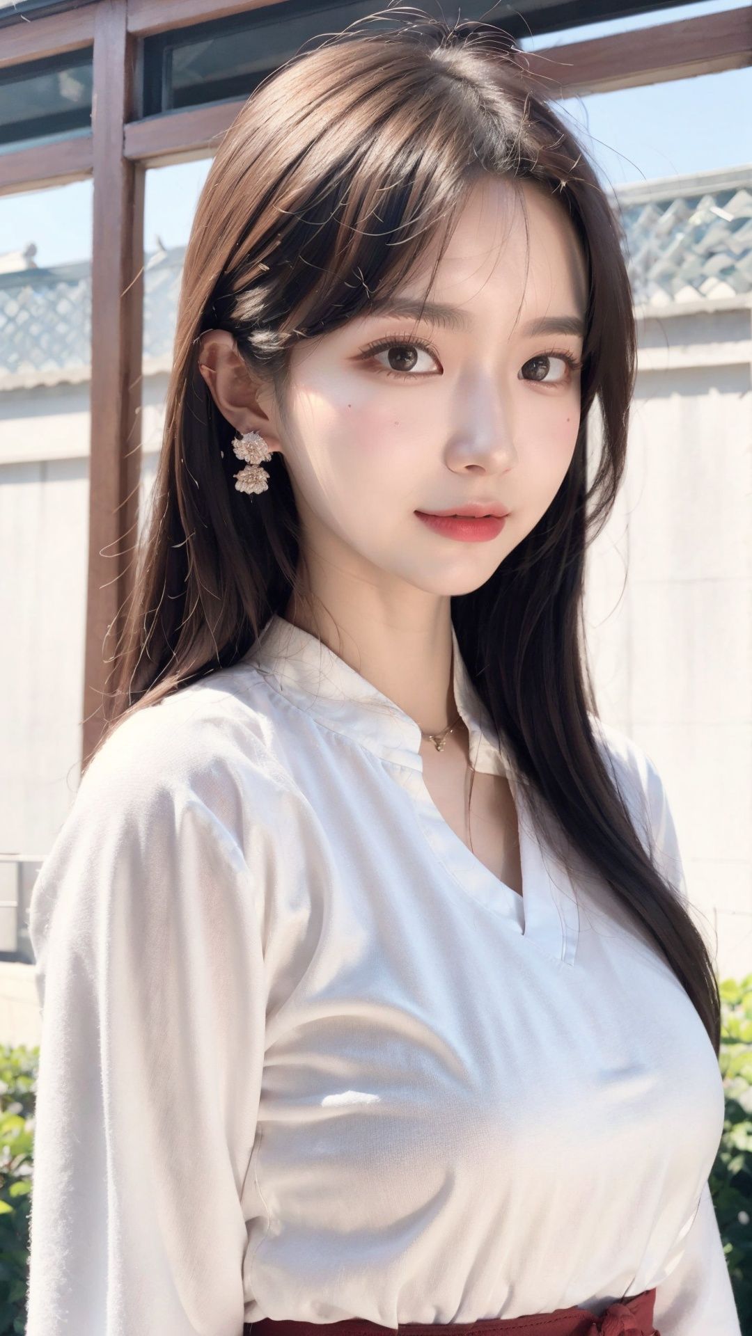 best quality,masterpiece,ultra-detailed,illustration,detailed light,an extremely delicate and beautiful,1girl,solo,beautiful detailed eyes,depth of field,hanfu,dynamic pose,beautiful detailed chinese style architecture,upper body,outdoors,detailed chinese style tassel,hair flower,<lora:qimeng3.0:0.7>,