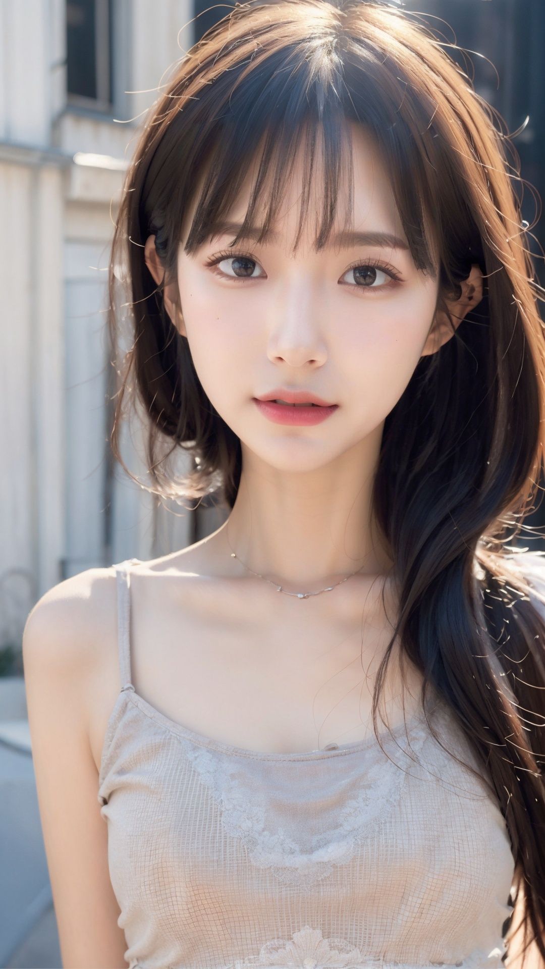 masterpiece,best quality,ultra-detailed,an extremely delicate and beautiful,beautiful detailed eyes,disheveled hair,cowboy_shot,1girl,loli,small_breasts,neck,blush,dhalter dress,sliver hair,dress,<lora:qimeng3.0:0.7>,