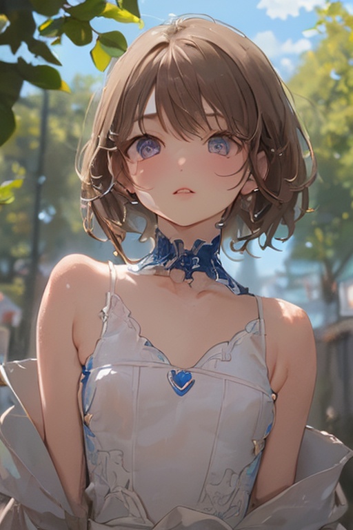 White combat suit with blue pattern,  a cute girl,  pixie cut hair on Tensor.Art