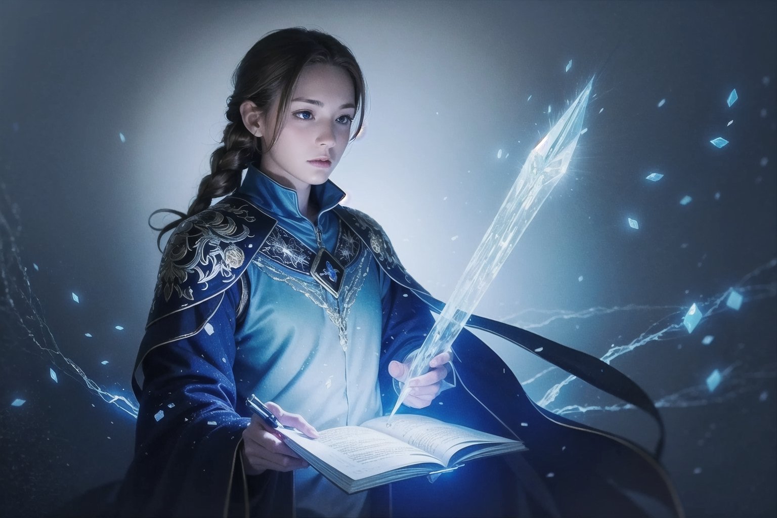 Realistic,  Beautiful young wizard ,  frozen spell on Tensor.Art