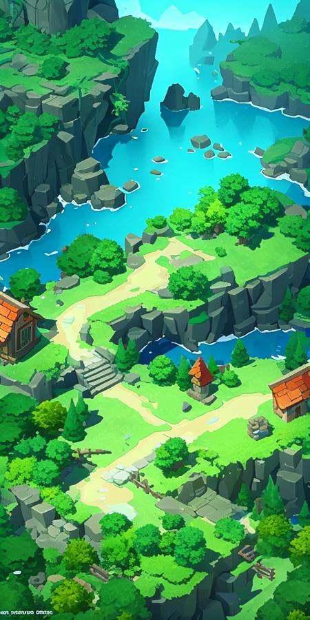 concept art,  top-down terrain,  game scene on Tensor.Art