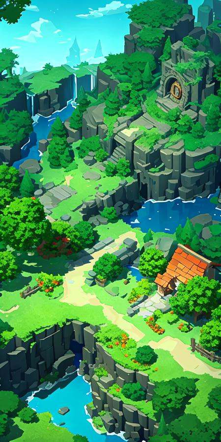 concept art,  top-down terrain,  game scene on Tensor.Art