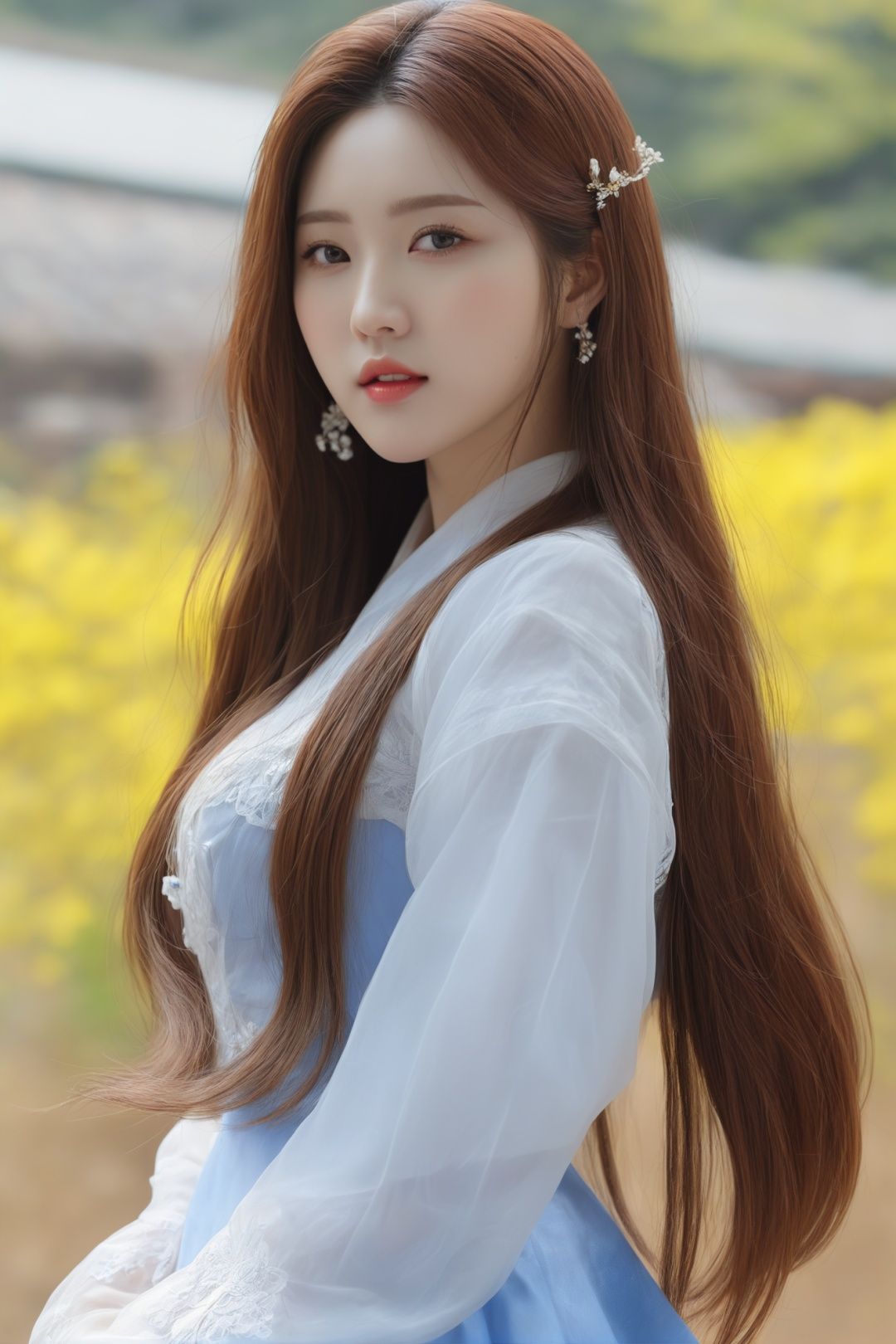 masterpiece,best quality,1girl,solo,8k,long_hair,clear skin texture,korean idol,realistic,real,huge bust,lovely,full_body,delicate hair,