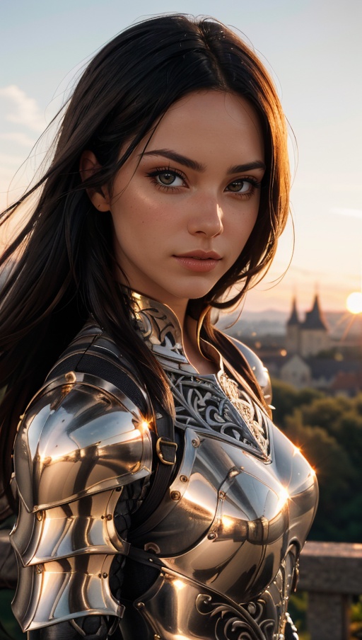 Portrait of a girl,  the most beautiful in the world,  (medieval gold armor) on Tensor.Art