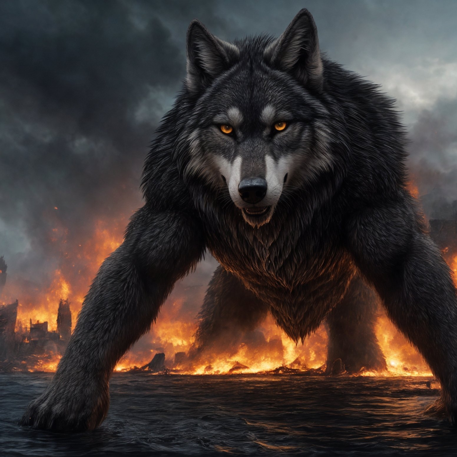 ((detailed fenris wolf )),  wearing runes armor,  ragnarök on Tensor.Art