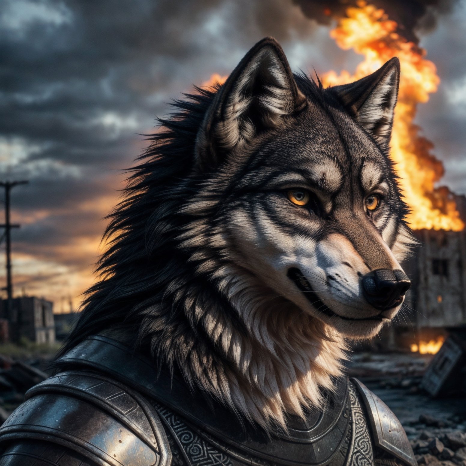 ((detailed fenris wolf )),  wearing runes armor,  ragnarök on Tensor.Art