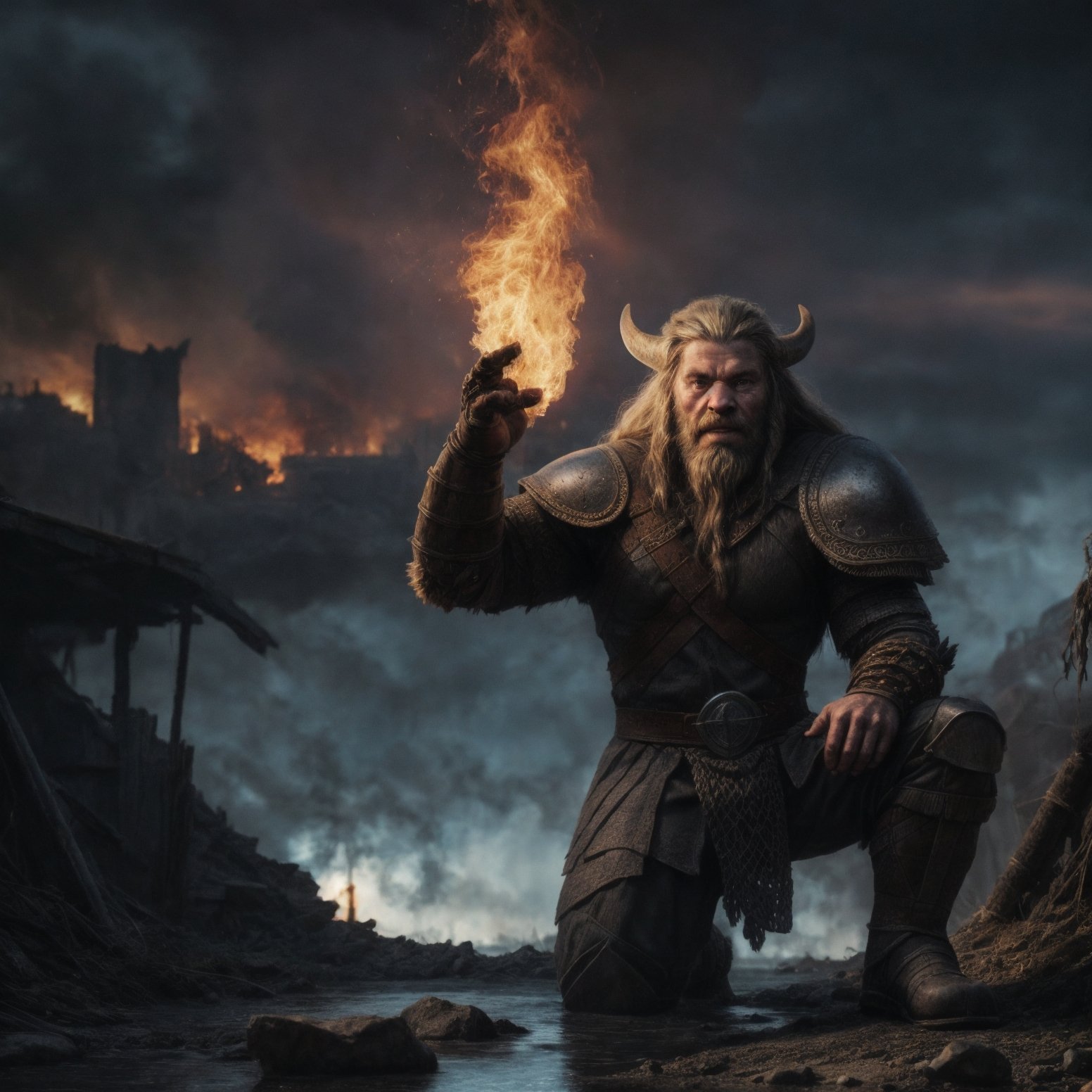 ((detailed viking fighting )),  wearing runes armor,  ragnarök on Tensor.Art
