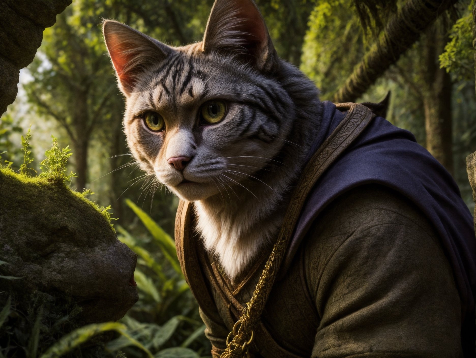 (a cat_adventurer),  (adventurer outfit),  searching for treasure on Tensor.Art