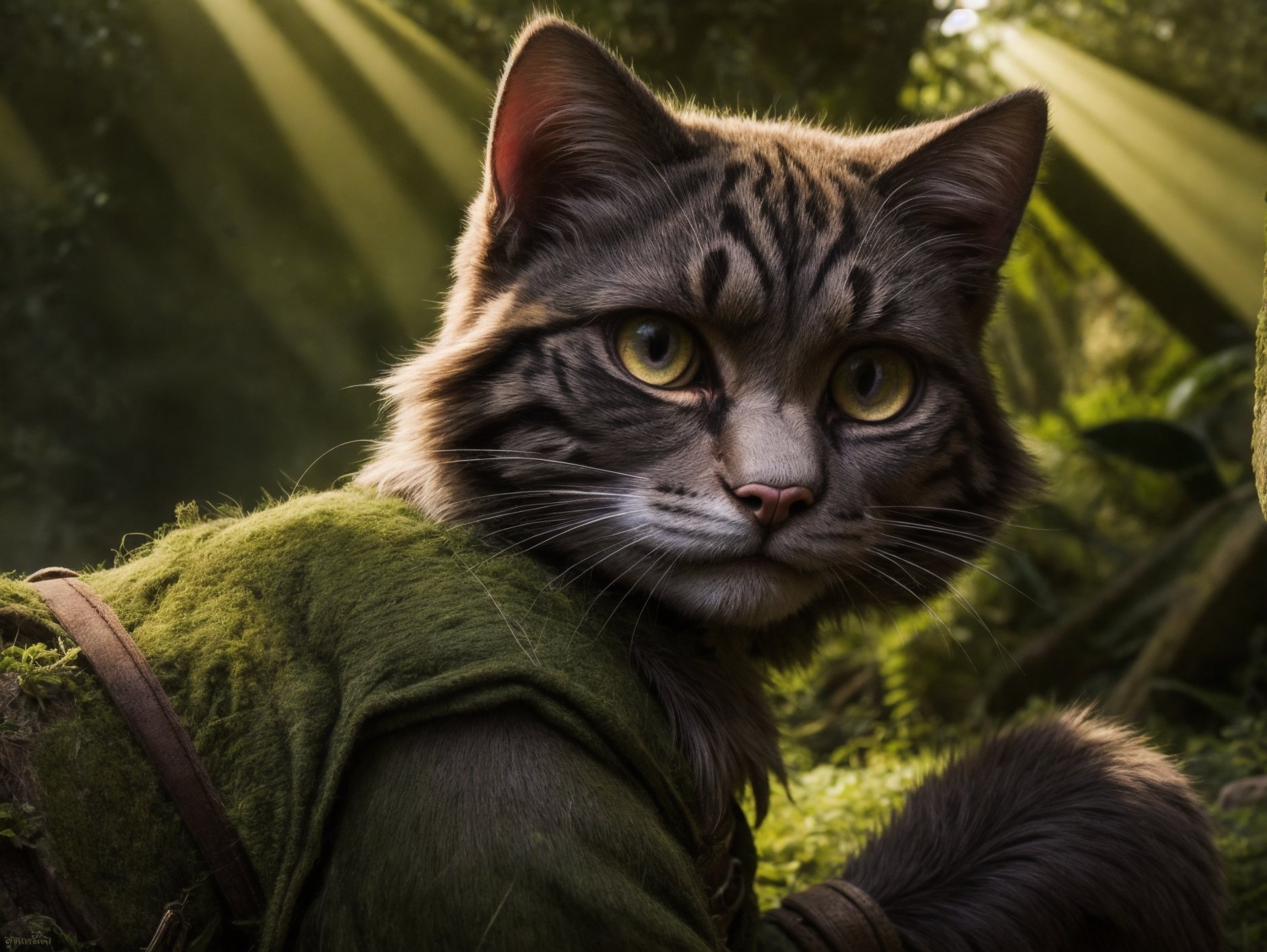 (a cat_adventurer),  (adventurer outfit),  searching for treasure on Tensor.Art