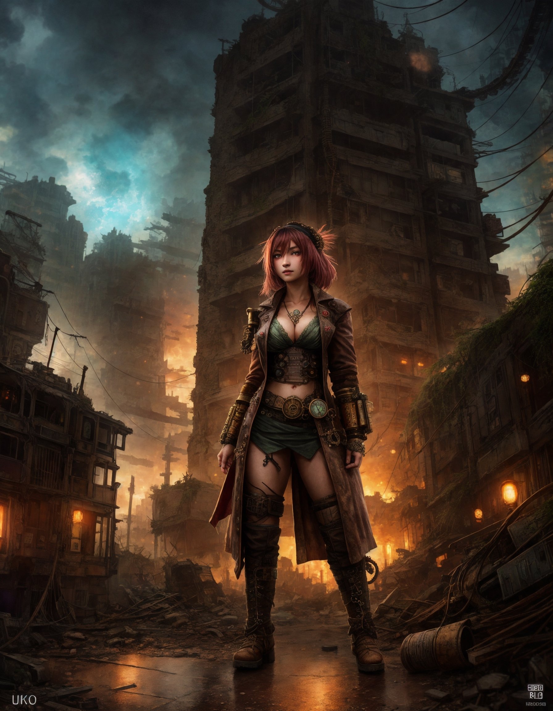 An (steampunk woman),  medium breast,  (standing) on Tensor.Art