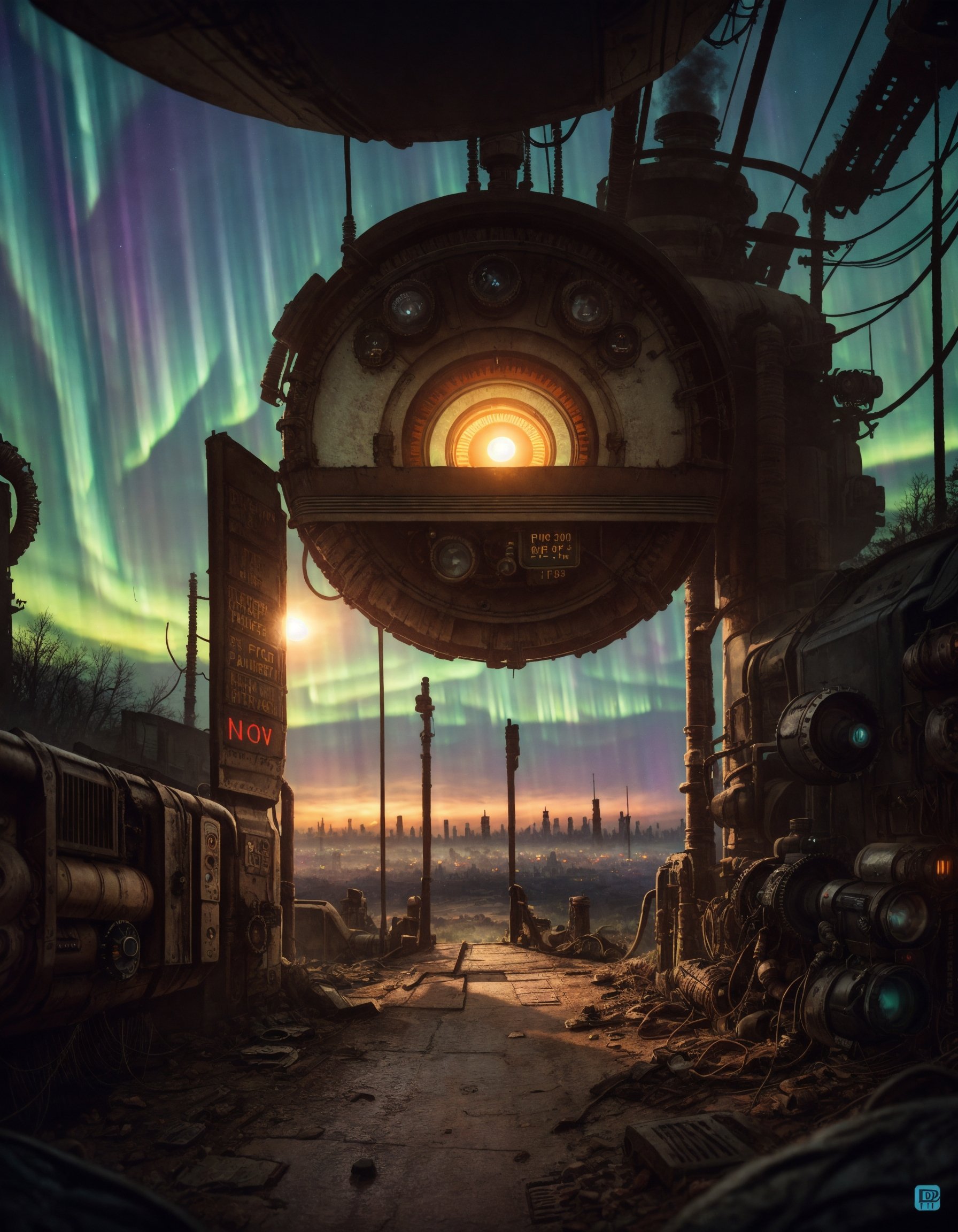 destroyed gate,  (epic post apocalyptic destroyes city overgrown ruins),  detailed background on Tensor.Art