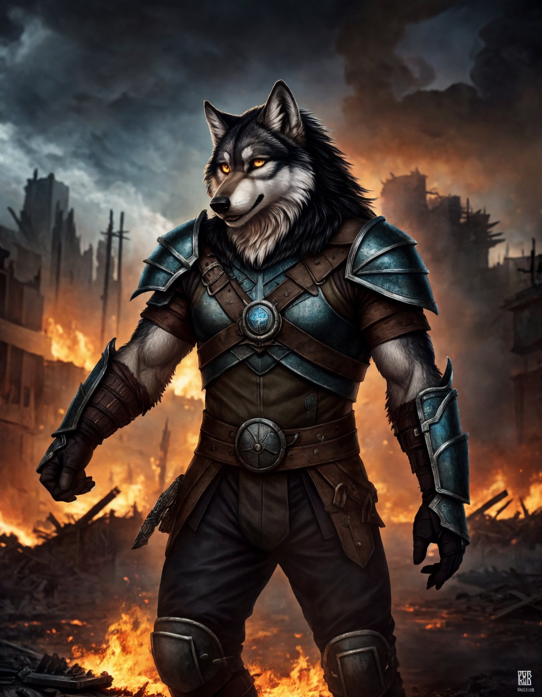 ((detailed fenris wolf )),  wearing runes armor,  ragnarök on Tensor.Art