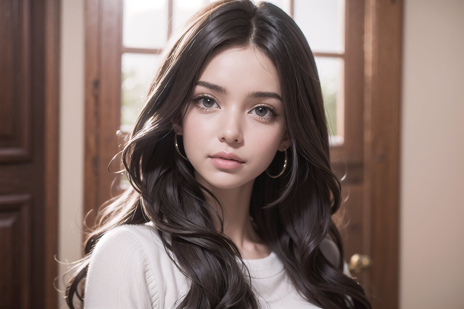 Realistic,  Beautiful Cute lady long hair,  Rose Lips on Tensor.Art