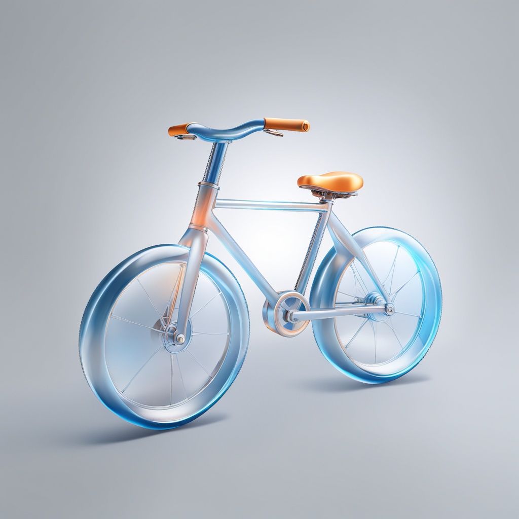 masterpiece,best quality,Frosted glass effect,3dIcon,bicycle icon,<lora:3dIconXL:0.8>,surreal fantasy atmosphere,highly detailed,grey background,gradient,gradient background,