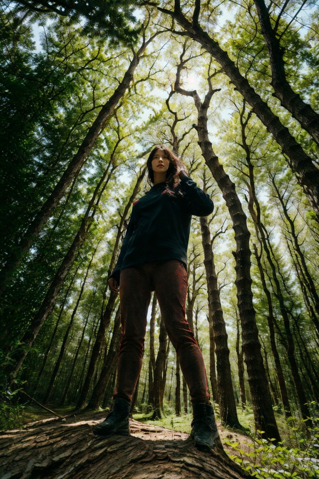 <lora:extremeangle-000002:1>,1 girl, moyou,forest