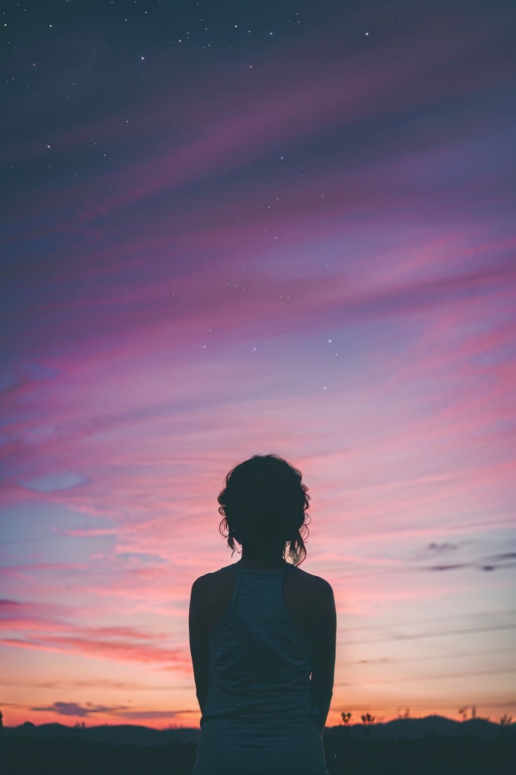 <lora:jianying:1>,jianying, silhouette,little girl,starry sky, from back,headshot