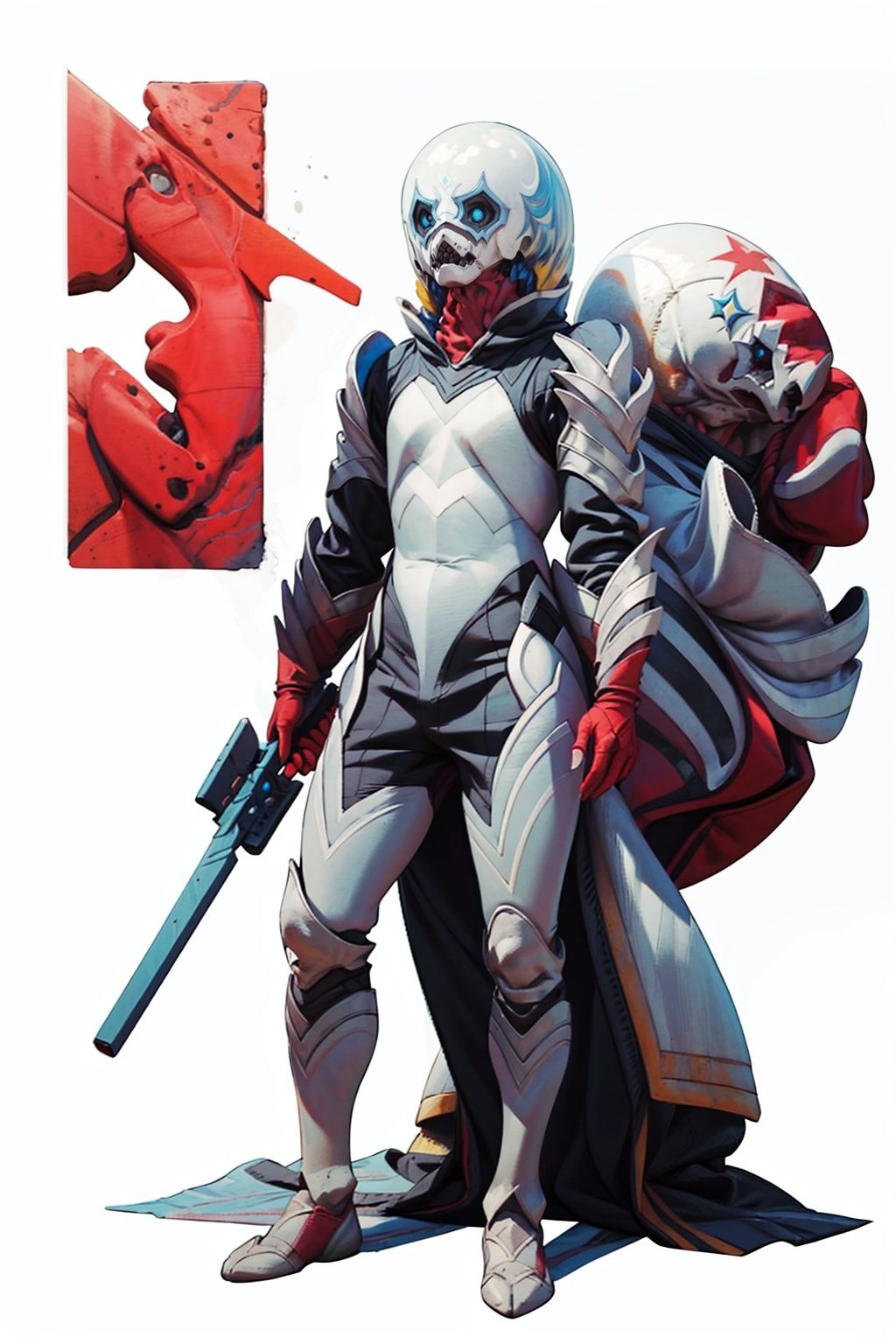 (masterpiece:1.3), (the best quality:1.2), (super fine illustrations:1.2), (Masterpiece), high quality, high detail,((white background:1.2)), looking at viewer, (SOLO:1.4),outline,,simple background, armor,helmet,gaci