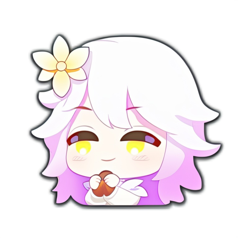 1 girl, Emote Chibi, charming, nature, flower, glowing, white background <lora:Emote_ChibiSoraXL:0.9>