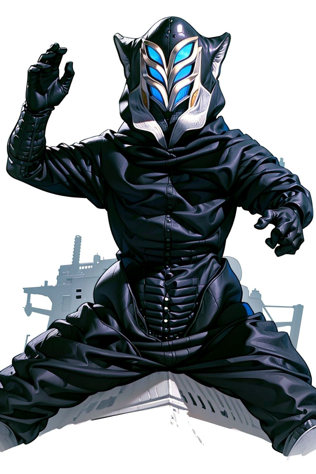 (masterpiece:1.3), (the best quality:1.2), (super fine illustrations:1.2), (Masterpiece), high quality, high detail,((white background:1.2)), looking at viewer, (SOLO:1.4),outline,,simple background, mfls,helmet, mask, shoulder armor, armor