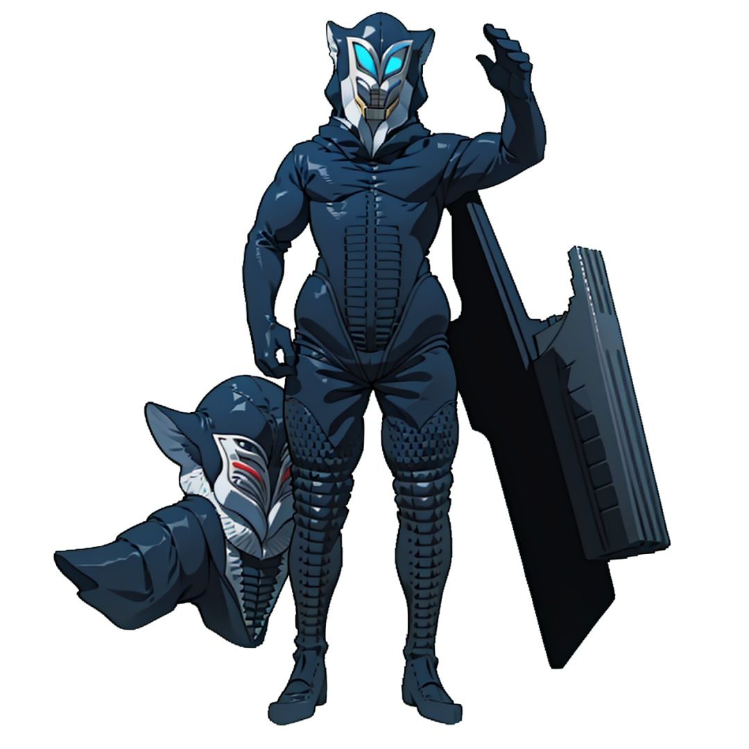 (masterpiece:1.3), (the best quality:1.2), (super fine illustrations:1.2), (Masterpiece), high quality, high detail,((white background:1.2)), looking at viewer, (SOLO:1.4),outline,,simple background, mfls,helmet, mask, shoulder armor, armor