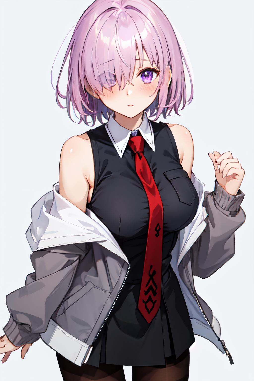 mash kyrielight,  hair over one eye,  large breasts on Tensor.Art