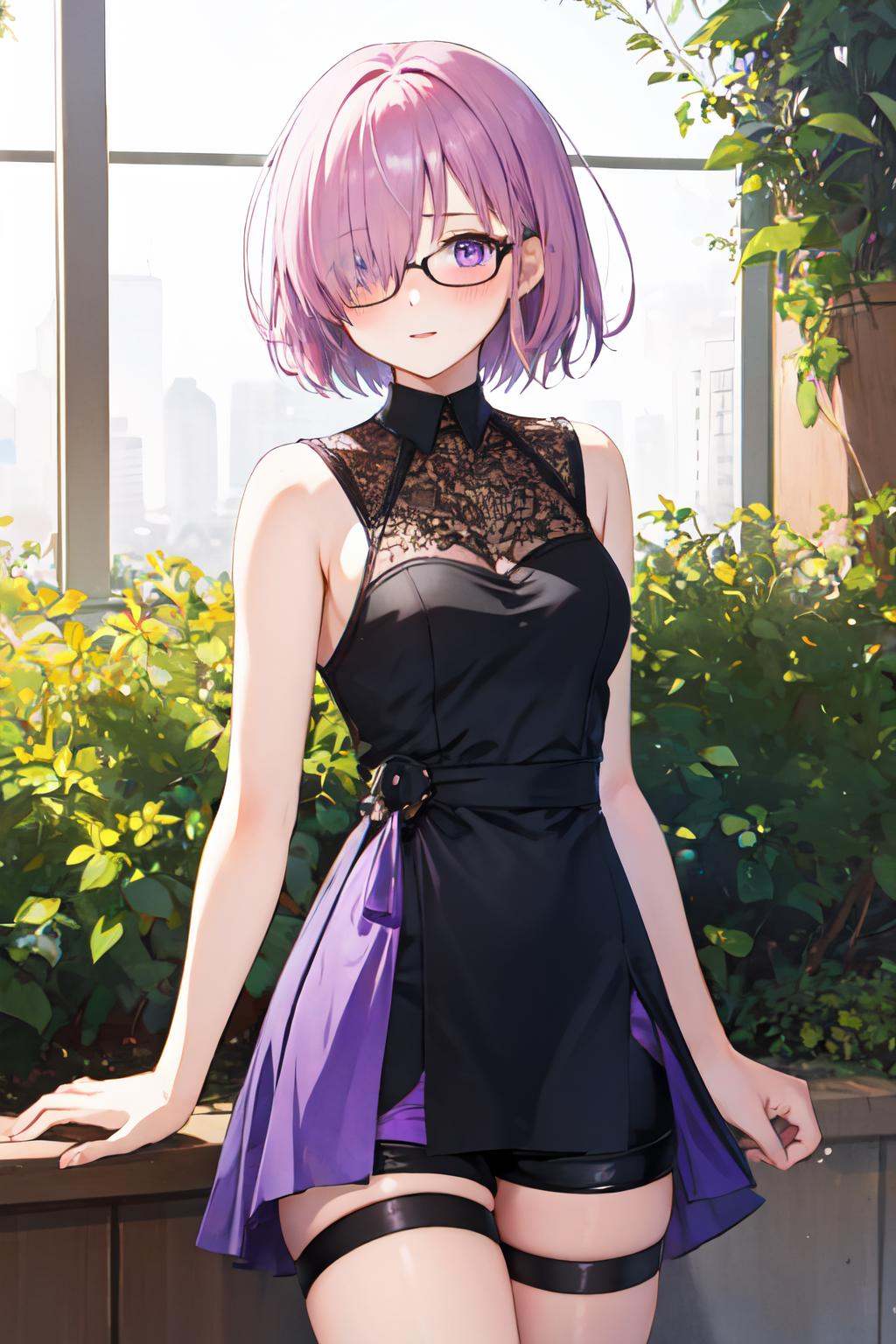 mash kyrielight,  hair over one eye,  blush on Tensor.Art