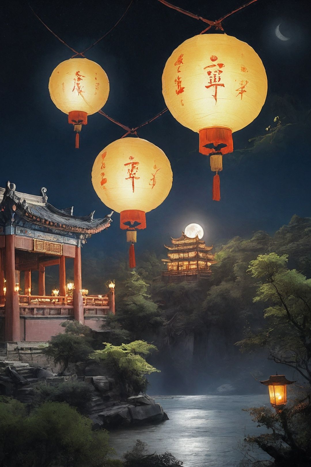 best quality,moon,zhangdengjiecai