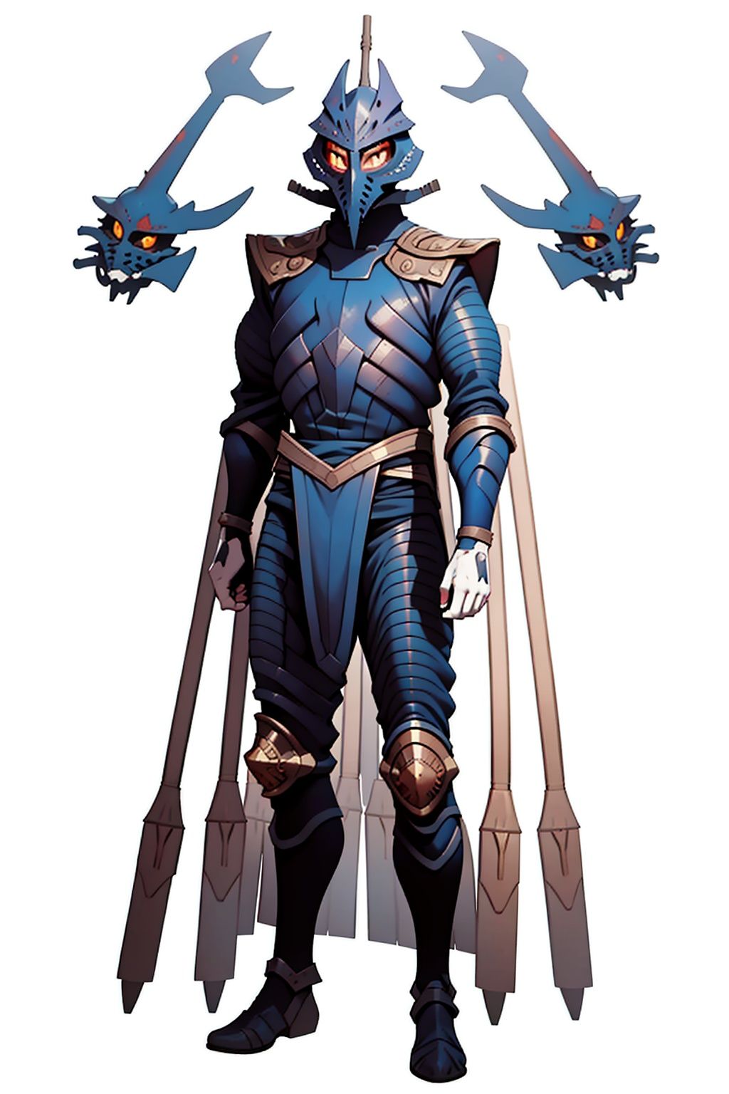 (masterpiece:1.3), (the best quality:1.2), (super fine illustrations:1.2), (Masterpiece), high quality, high detail,((white background:1.2)), looking at viewer, (SOLO:1.4),outline,,simple background, empor,helmet,mask, spikes, shoulder armor, armor