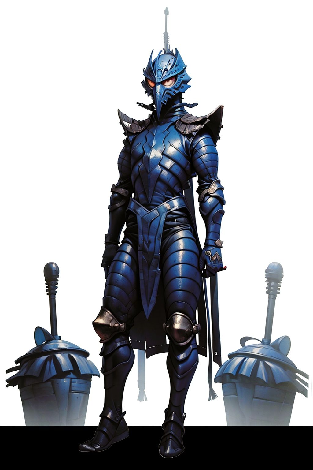 (masterpiece:1.3), (the best quality:1.2), (super fine illustrations:1.2), (Masterpiece), high quality, high detail,((white background:1.2)), looking at viewer, (SOLO:1.4),outline,,simple background, empor,helmet,mask, spikes, shoulder armor, armor