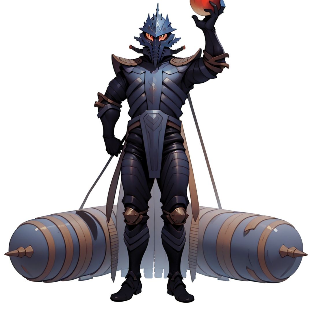  (masterpiece:1.3), (the best quality:1.2), (super fine illustrations:1.2), (Masterpiece), high quality, high detail,((white background:1.2)), looking at viewer, (SOLO:1.4),outline,,simple background, empor,helmet,mask, spikes, shoulder armor, armor
