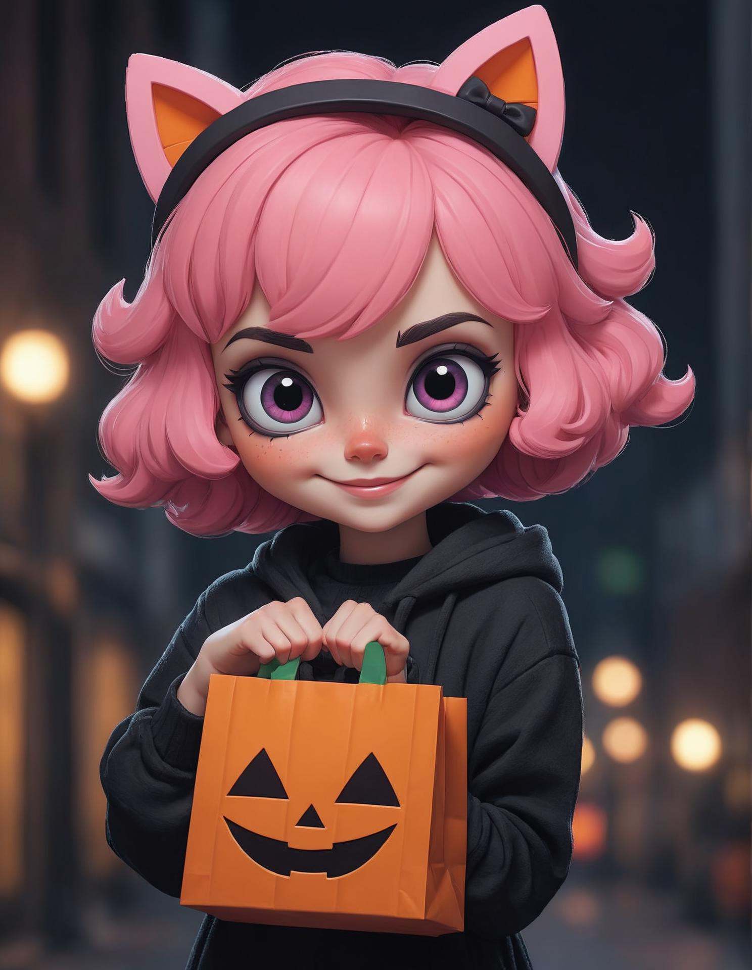 Pixel Art pixelated pixel pixel ,  extremely content happy smile ,  + / A fit pink haired woman at night in the city on Te...