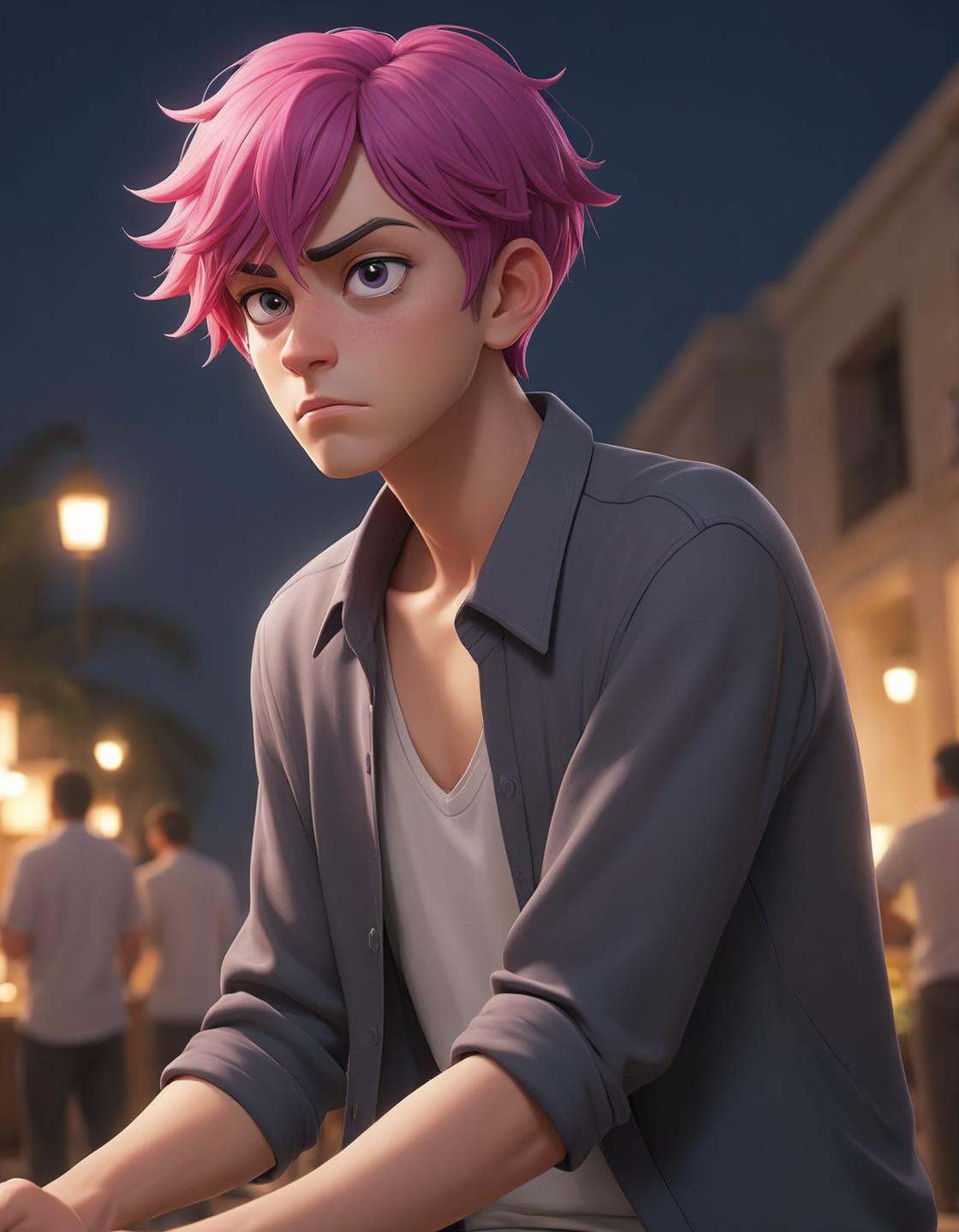 anime niji illustration ,  confused,  looking around scared on Tensor.Art