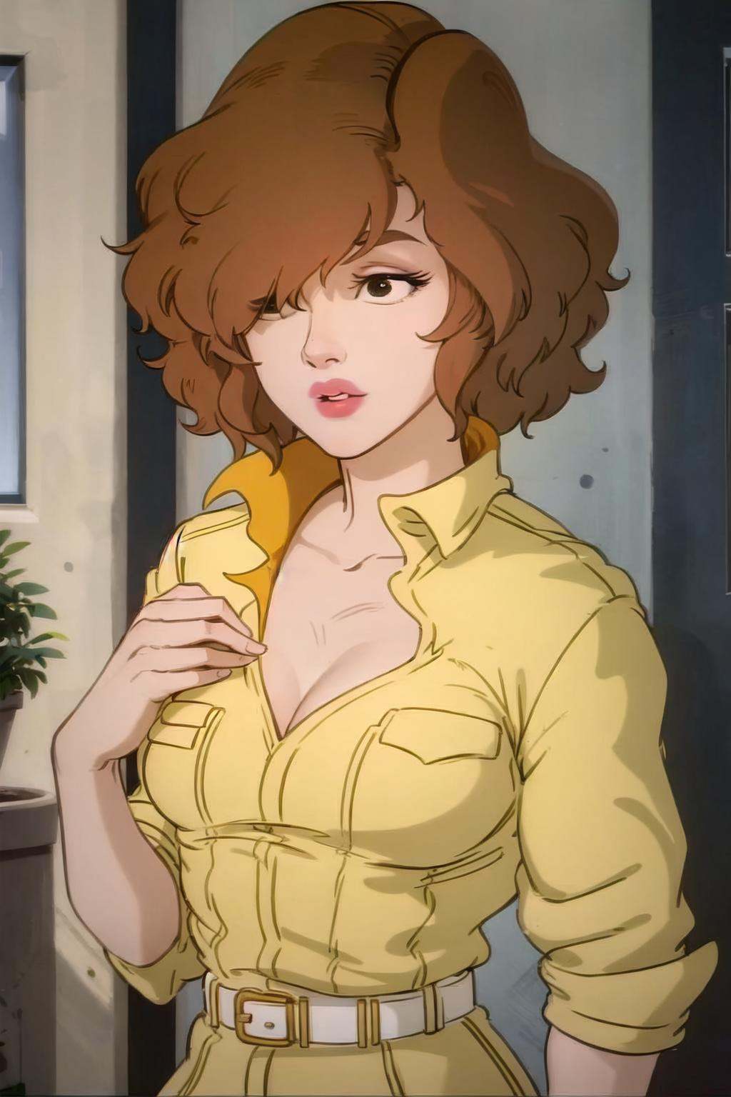 april o'neil,  hair over one eye,  1girl on Tensor.Art
