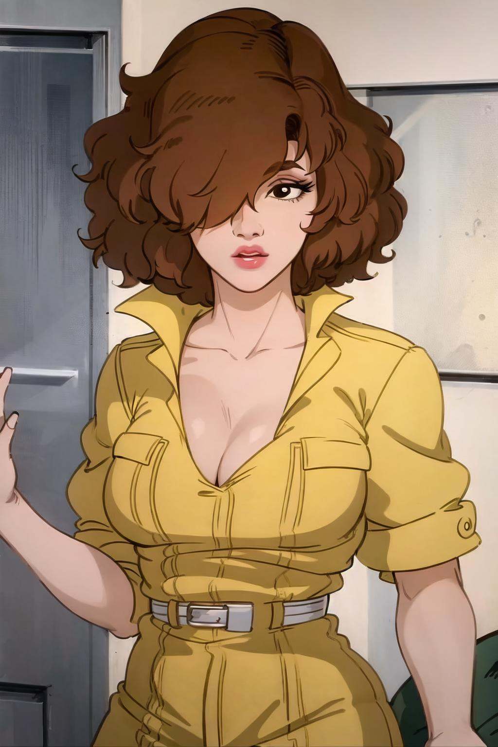 april o'neil,  hair over one eye,  1girl on Tensor.Art