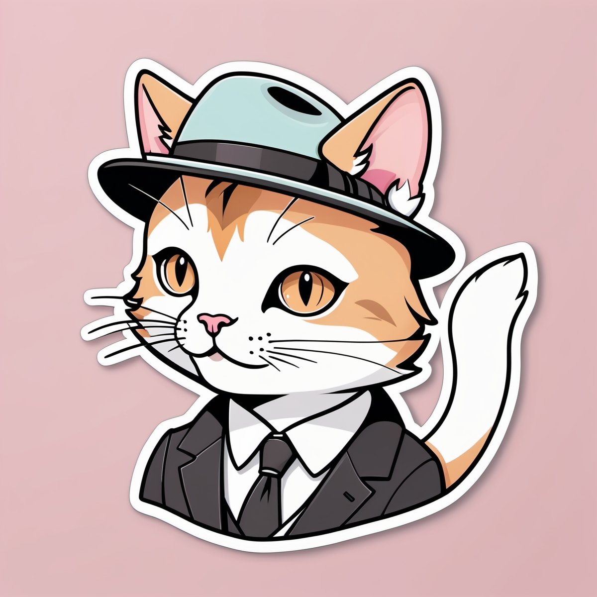 line art drawing ((a cute cat mobster ")),  masterpiece,  best quality on Tensor.Art
