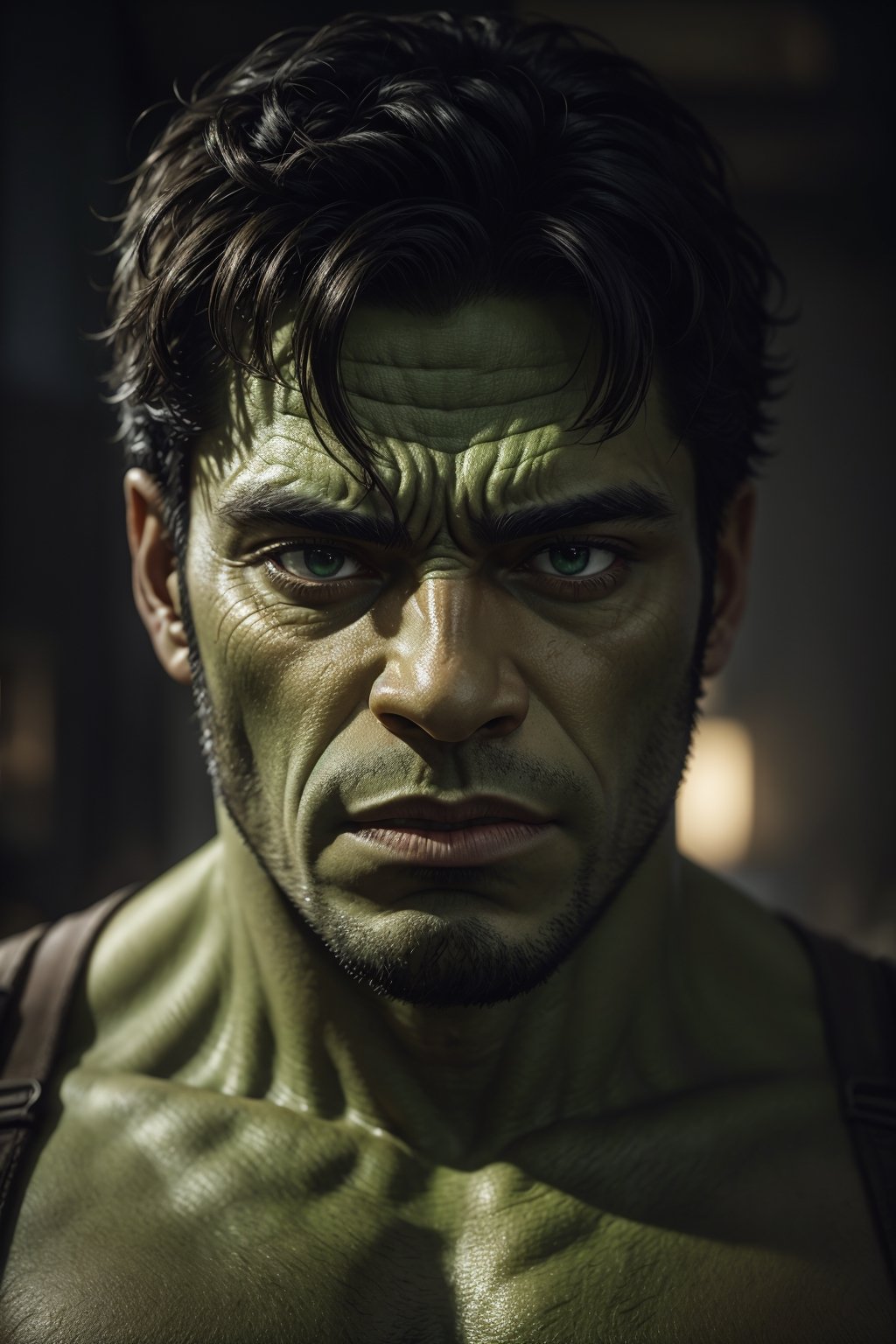 Close-up portrait of the Hulk in an atmospheric scene,  (masterpiece,  best quality) on Tensor.Art