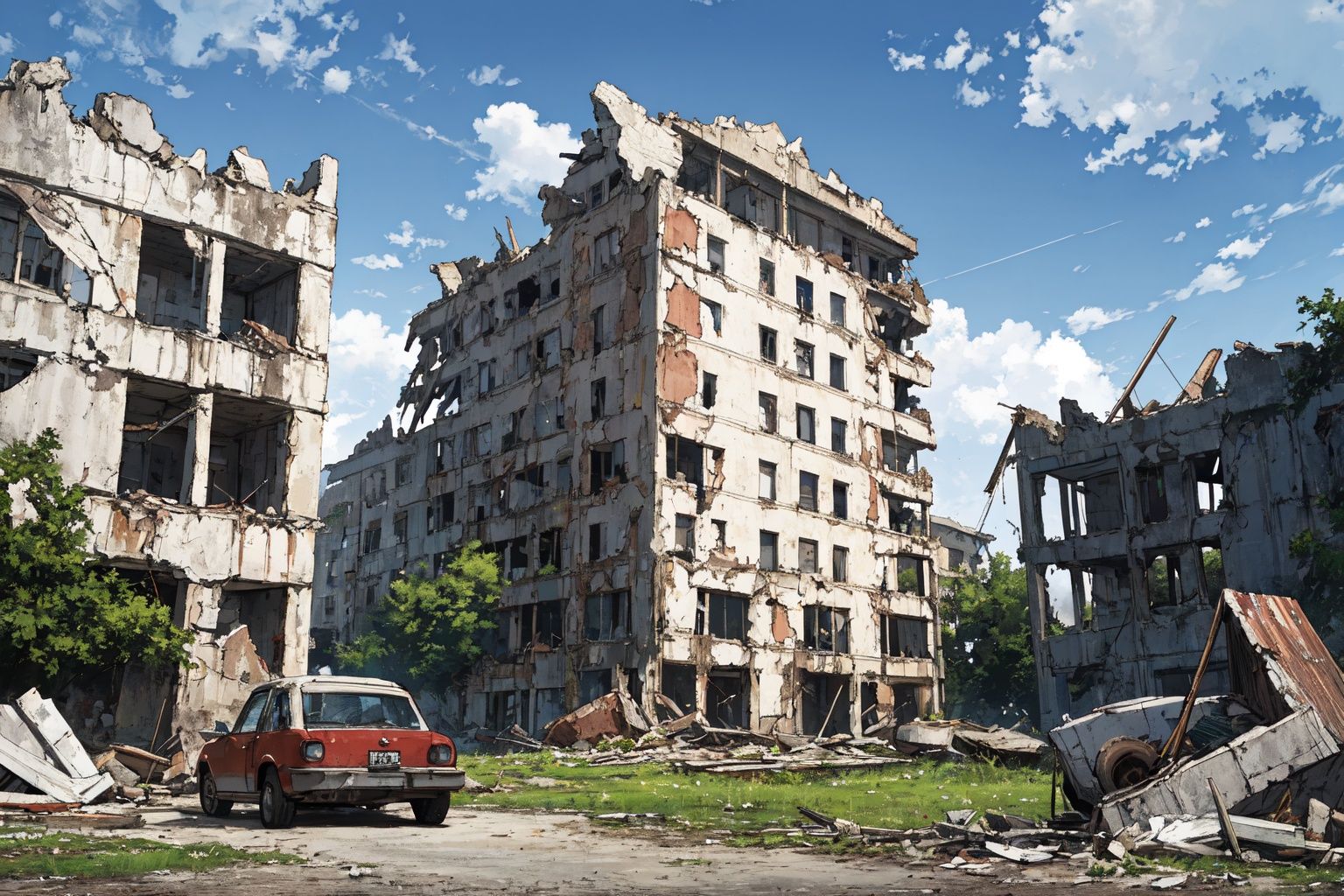 absurdres,incredibly absurdres,realistic,,Postwar ruins,