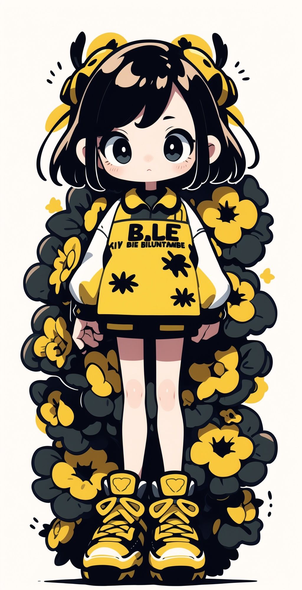 a little bumblebee girl,simple details,solo,<lora:cartoon_illustration_style_v1.0:1>,, masterpiece,high quality,