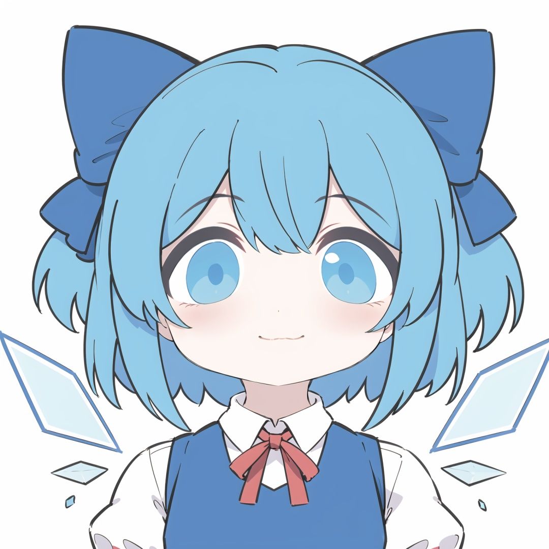 zhubi_bighead,Cirno,<lora:铸币大头2:1>,